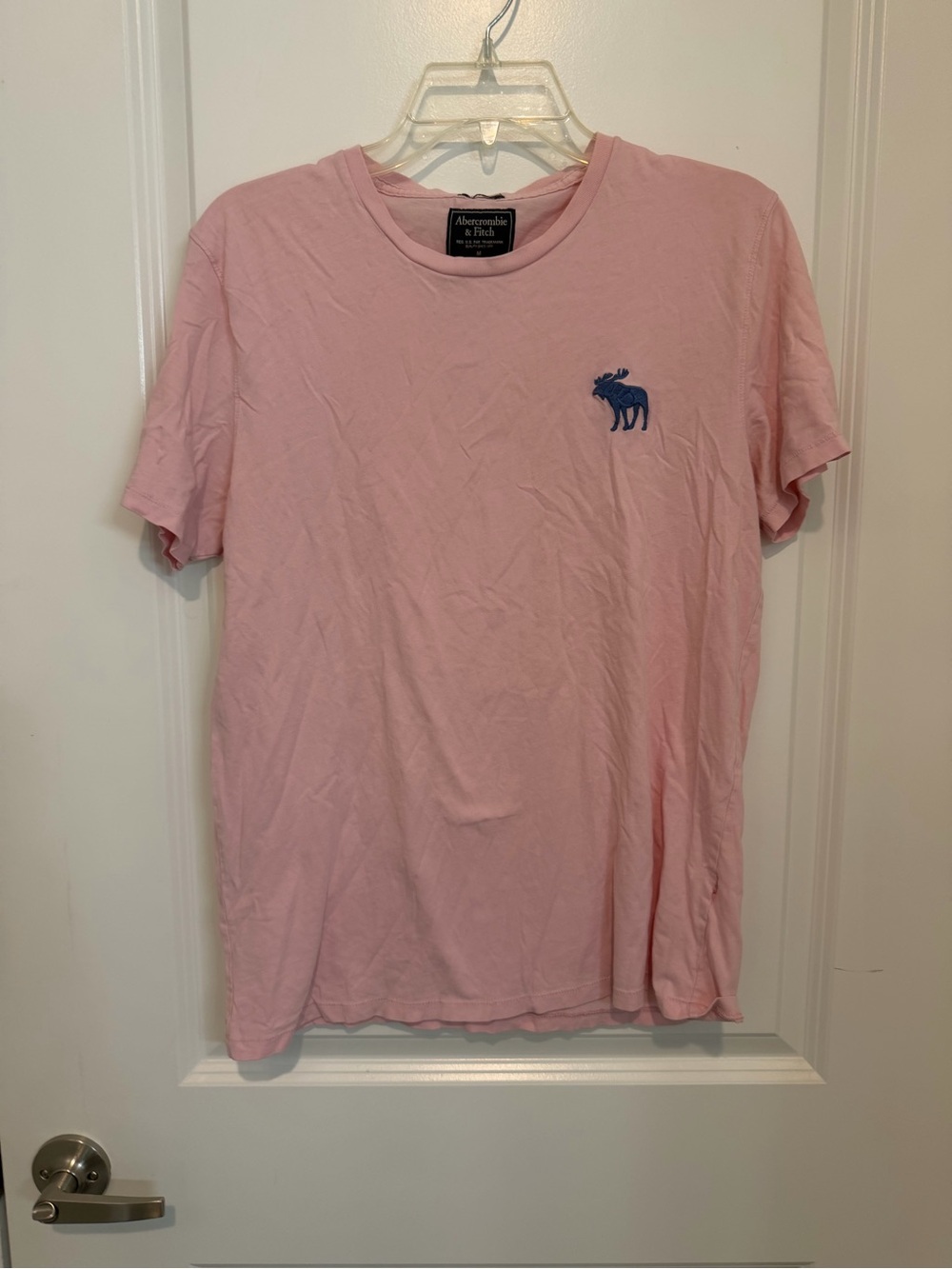 Vintage Y2K Abercrombie & Fitch Big Blue Moose Logo Pink T Shirt Mens M 2000s
